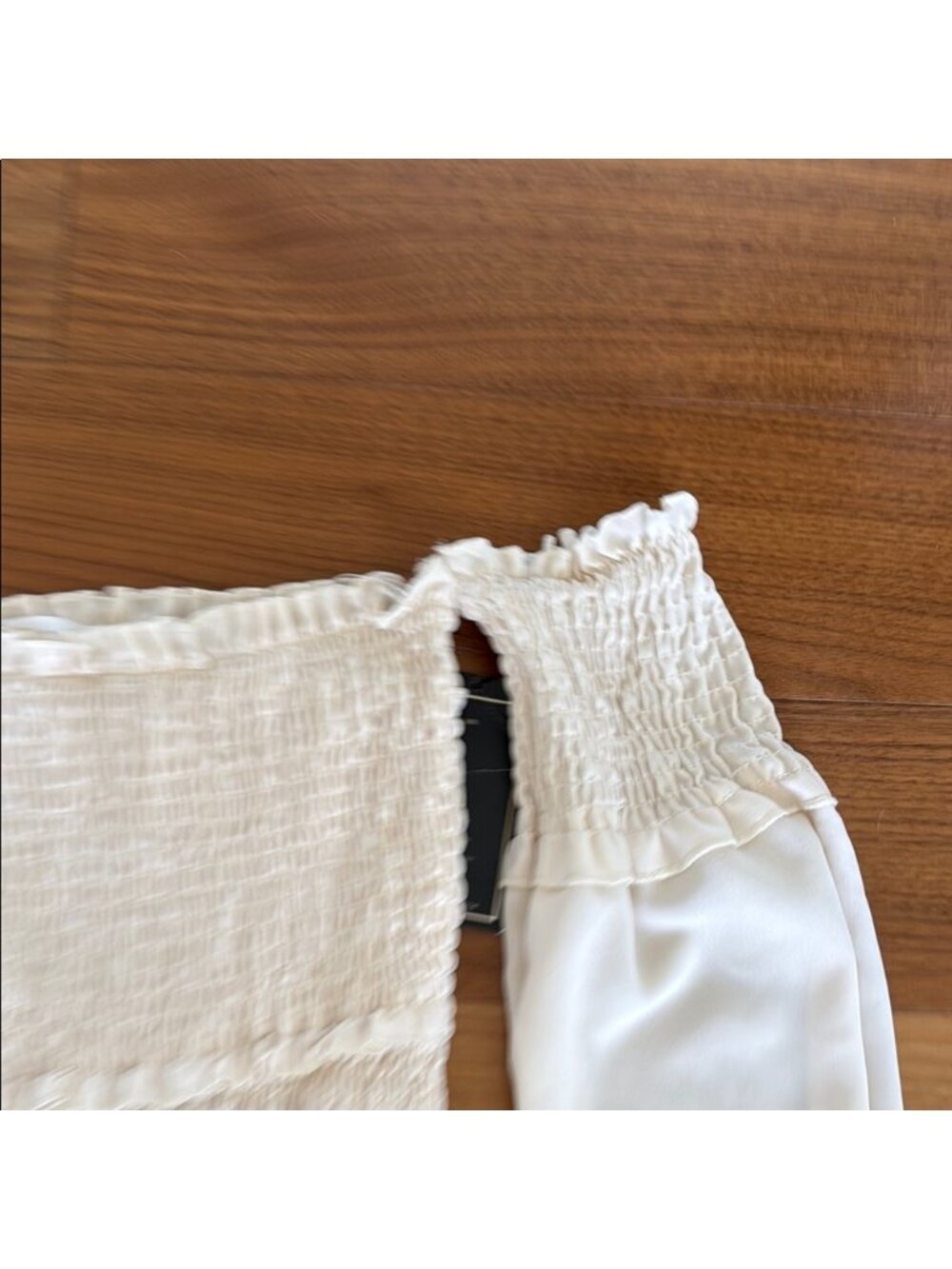 Cream Off-Shoulder Smocked Top - Picture 3 of 4